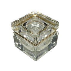 Italian Mid Century Modern Murano Sommerso Art Glass Jewelry Trinket Casket