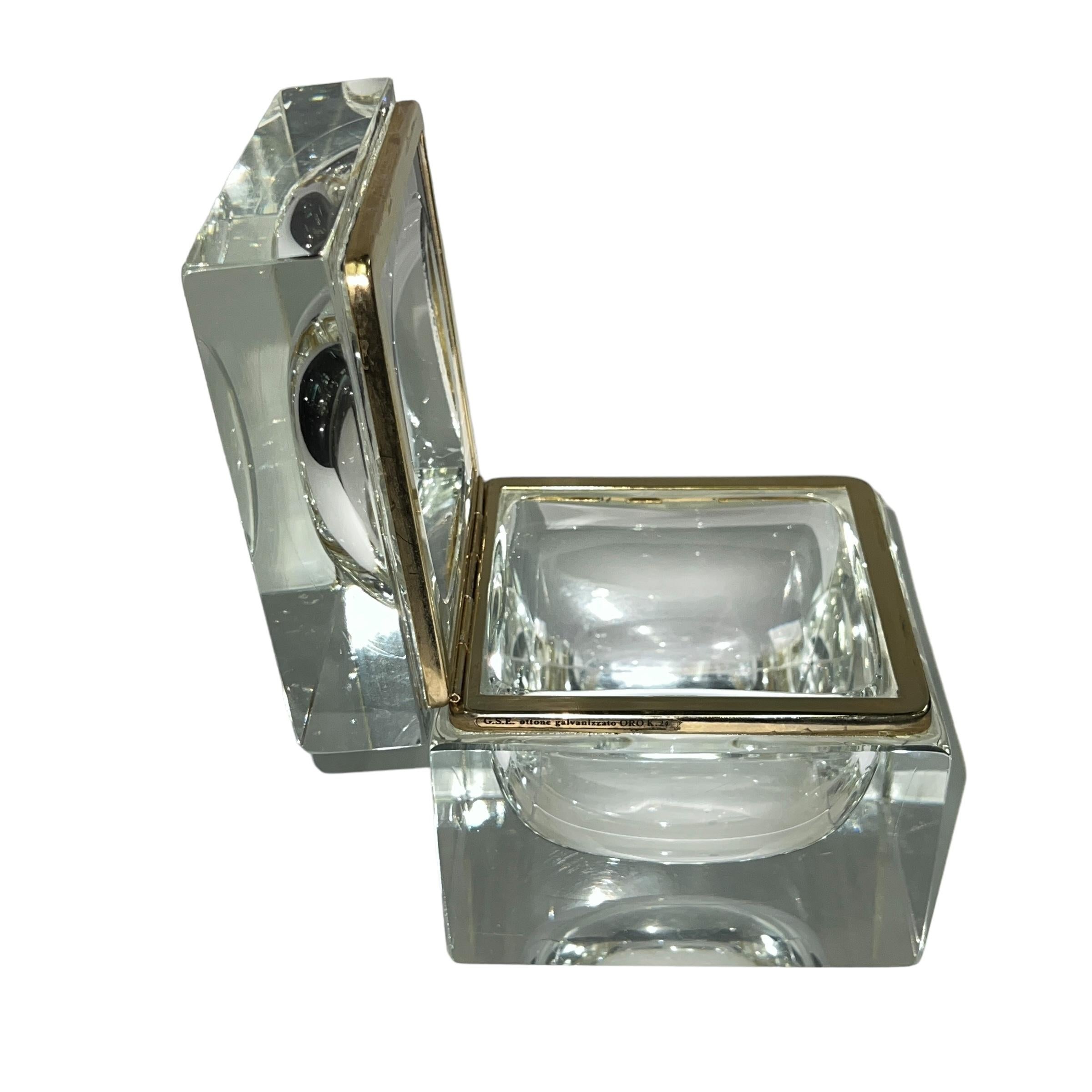 Mid-Century Modern Italian Mid Century Modern Murano Sommerso Art Glass Jewelry Trinket Casket For Sale