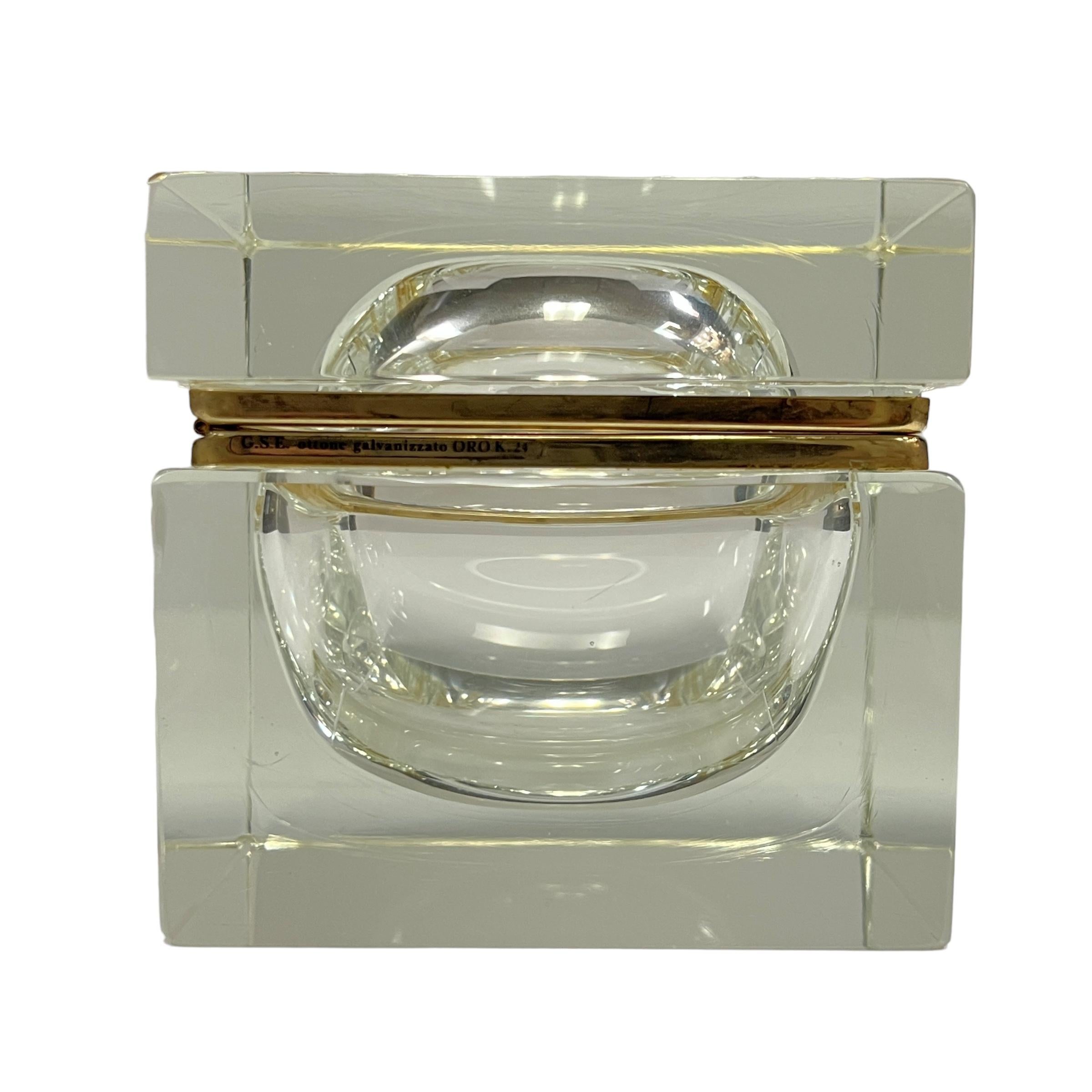 20th Century Italian Mid Century Modern Murano Sommerso Art Glass Jewelry Trinket Casket For Sale