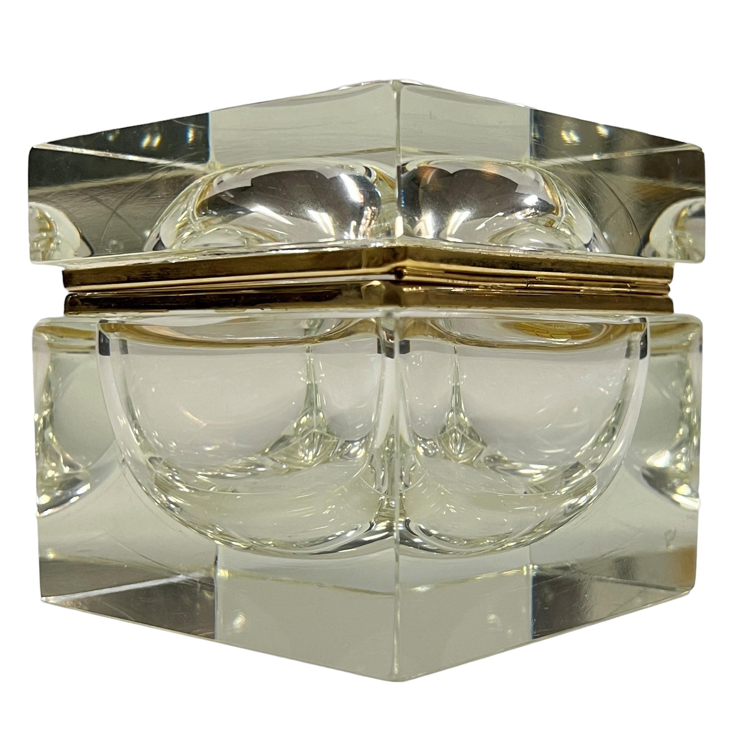 Italian Mid Century Modern Murano Sommerso Art Glass Jewelry Trinket Casket For Sale 1