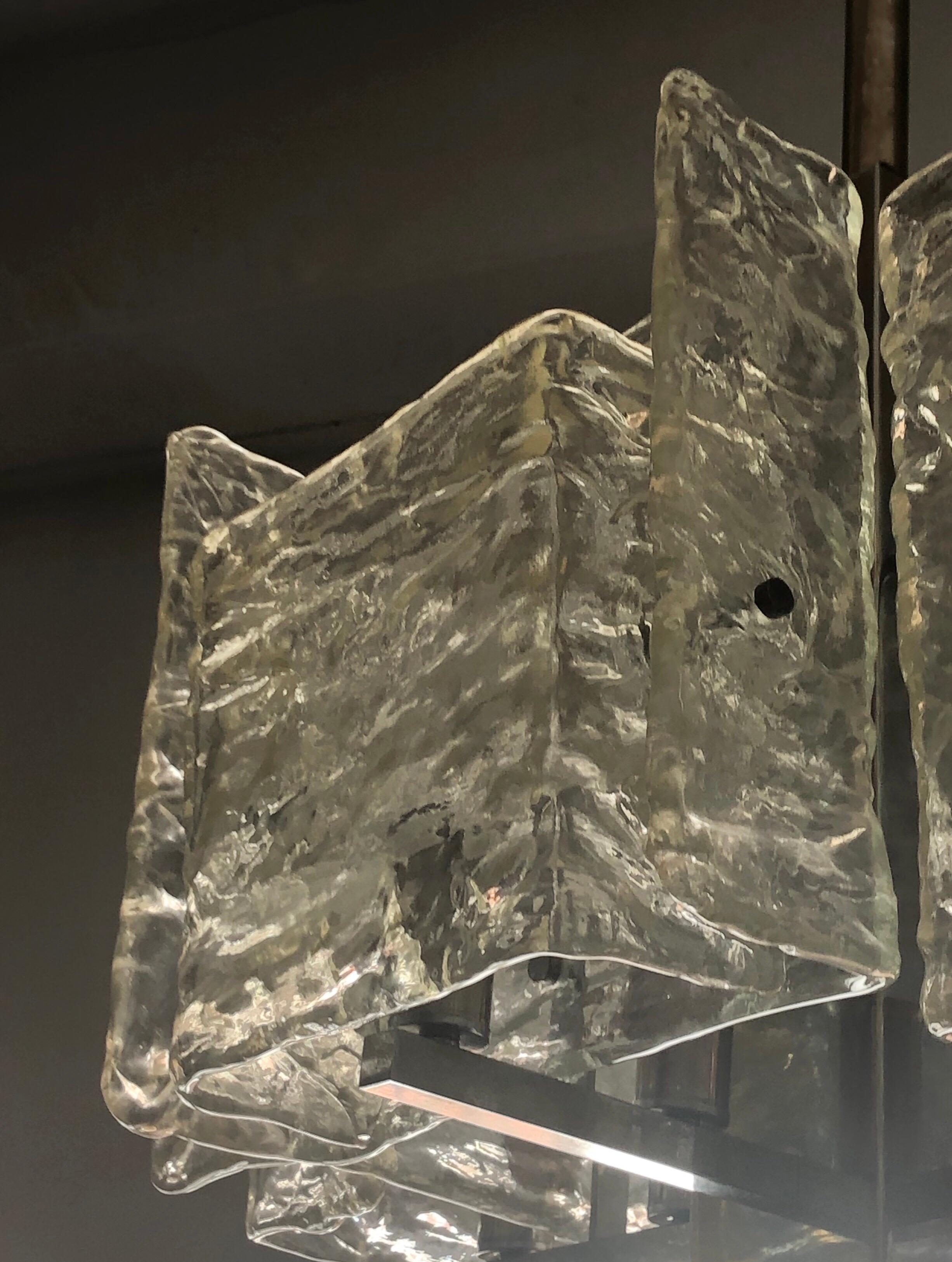 Italian Mid-Century Modern Murano / Venetian Ice Glass Chandelier / Pendant 5