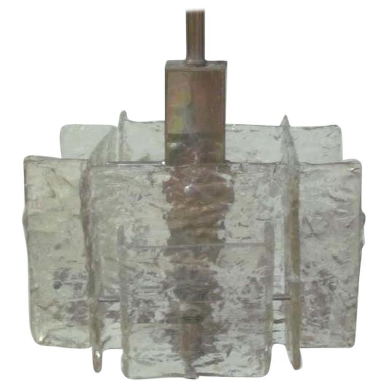 Italian Mid-Century Modern Murano / Venetian Ice Glass Chandelier / Pendant