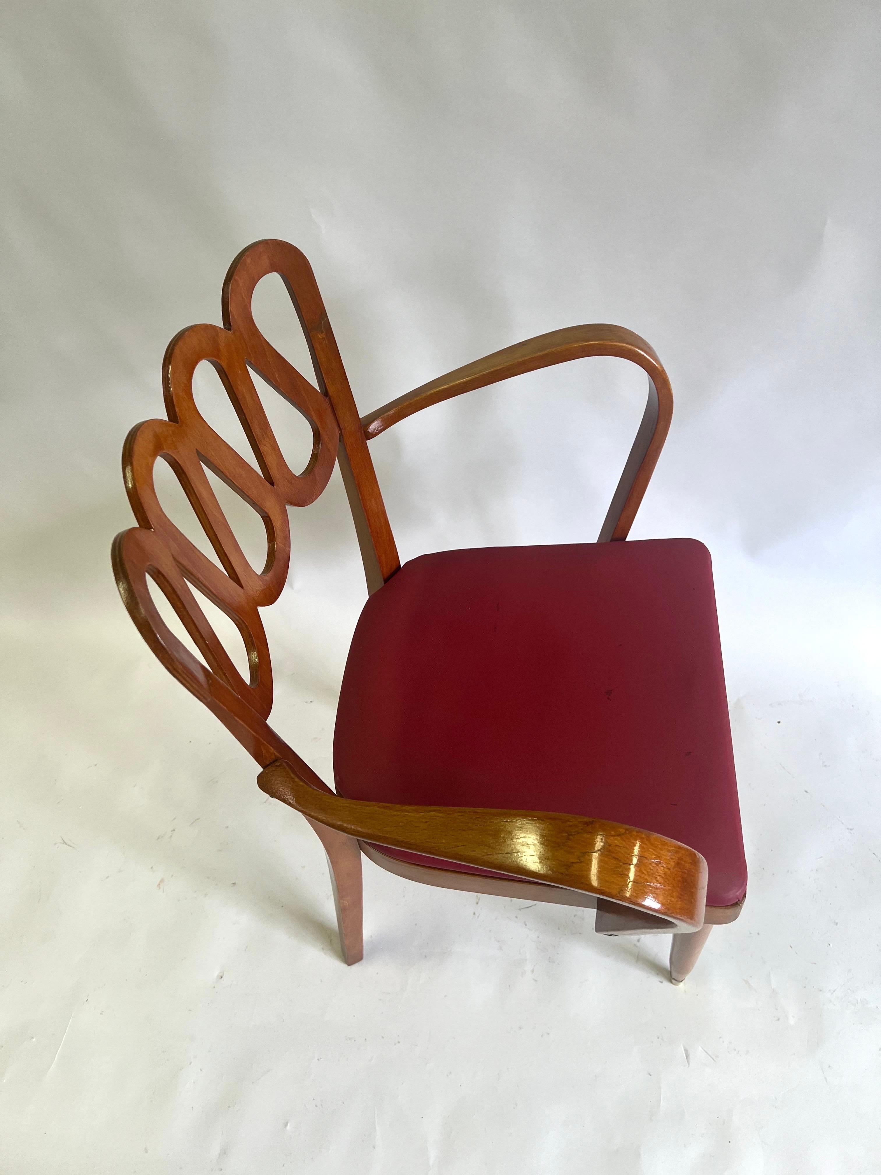 Italian Mid-Century Modern Neoclassic Lounge, Desk or Vanity Chair by Gio Ponti  For Sale 5