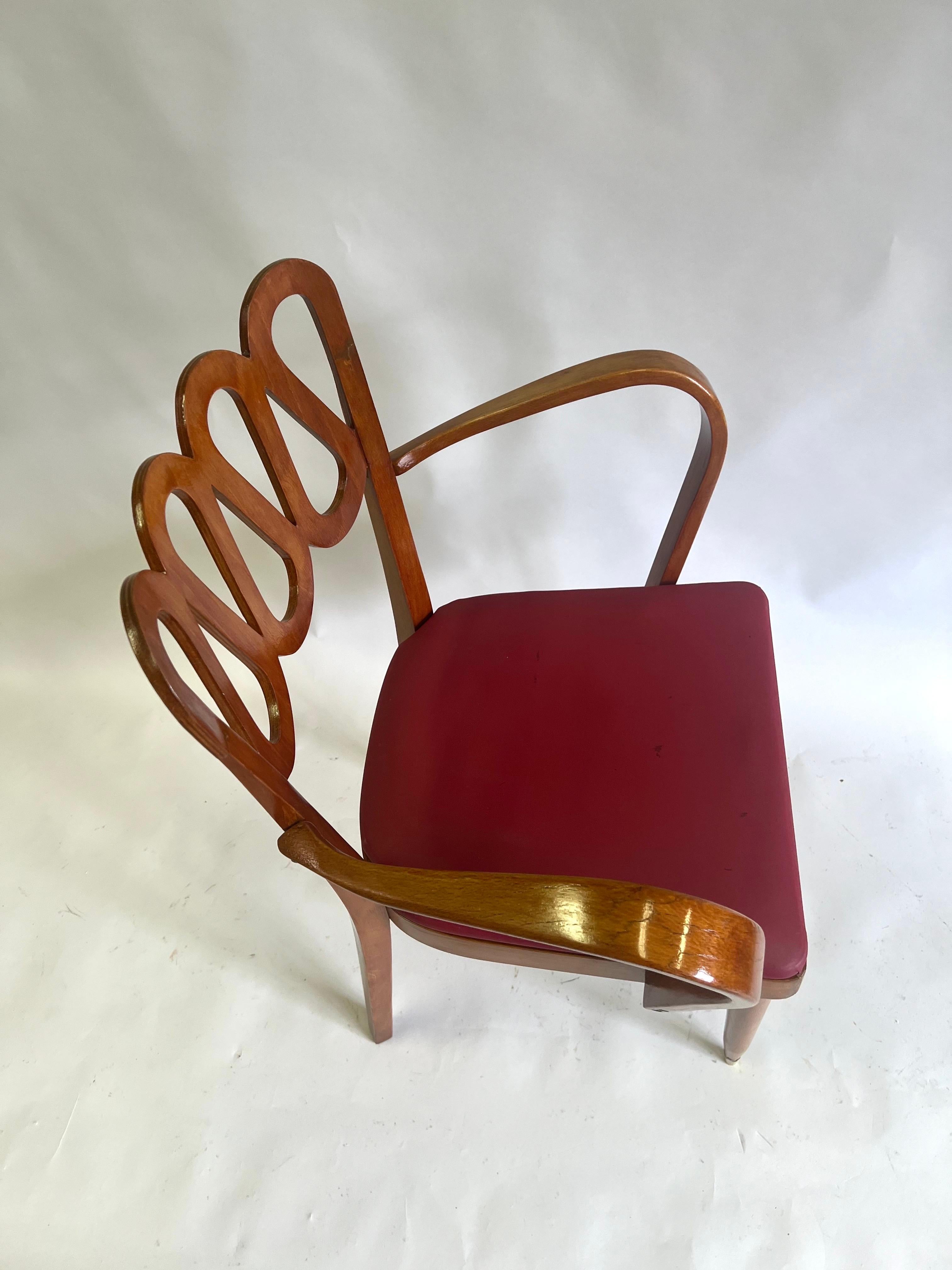 Italian Mid-Century Modern Neoclassic Lounge, Desk or Vanity Chair by Gio Ponti 5