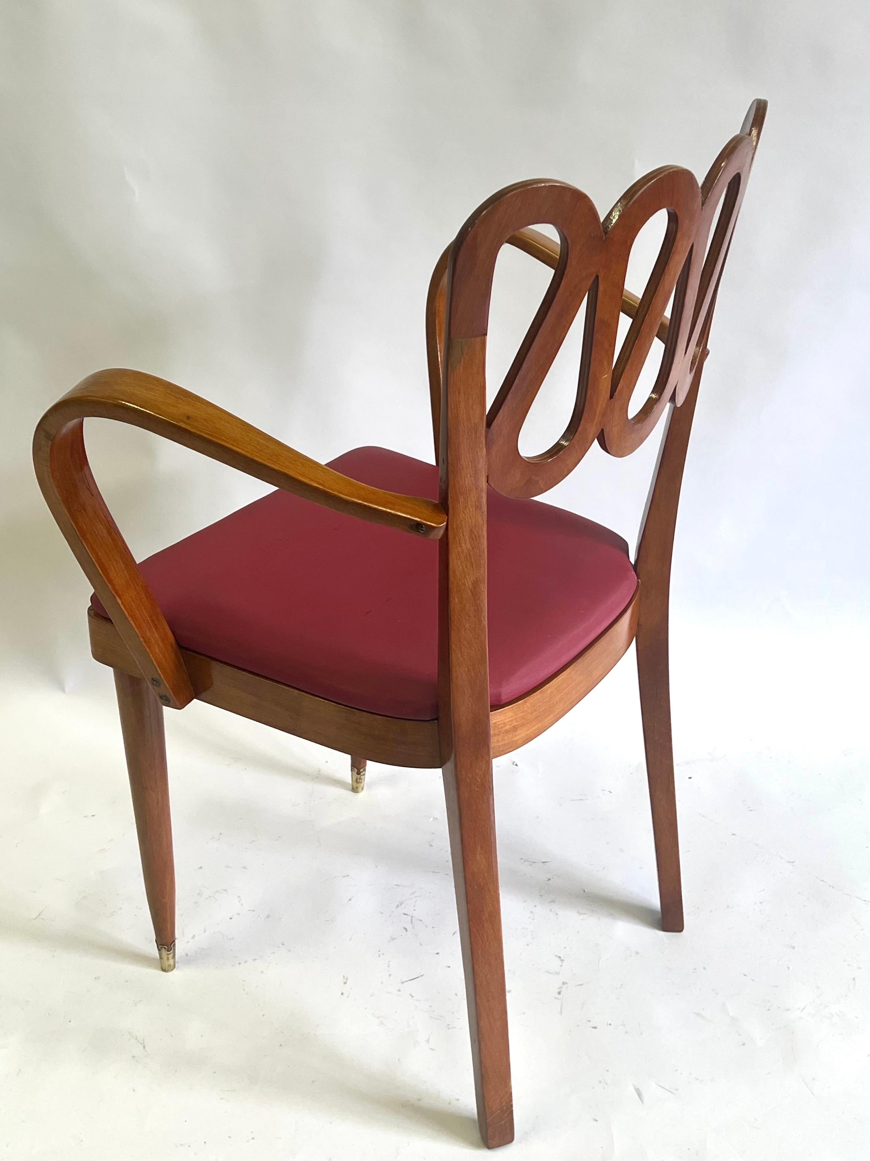 Brass Italian Mid-Century Modern Neoclassic Lounge, Desk or Vanity Chair by Gio Ponti