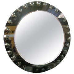 Retro Italian Mid-Century Modern Neoclassical Engraved Sunburst Mirror by Crystal Arte