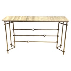 Italian Mid-Century Modern Neoclassical Gilt Iron Console by Banci for Hermès