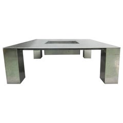 Italian Mid-Century Modern Nickel Steel Coffee Table by Saporiti Italia, 1970