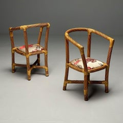 Italian Mid-Century Modern, Occasional Chairs, Wicker, Cane, Bamboo, 1980s