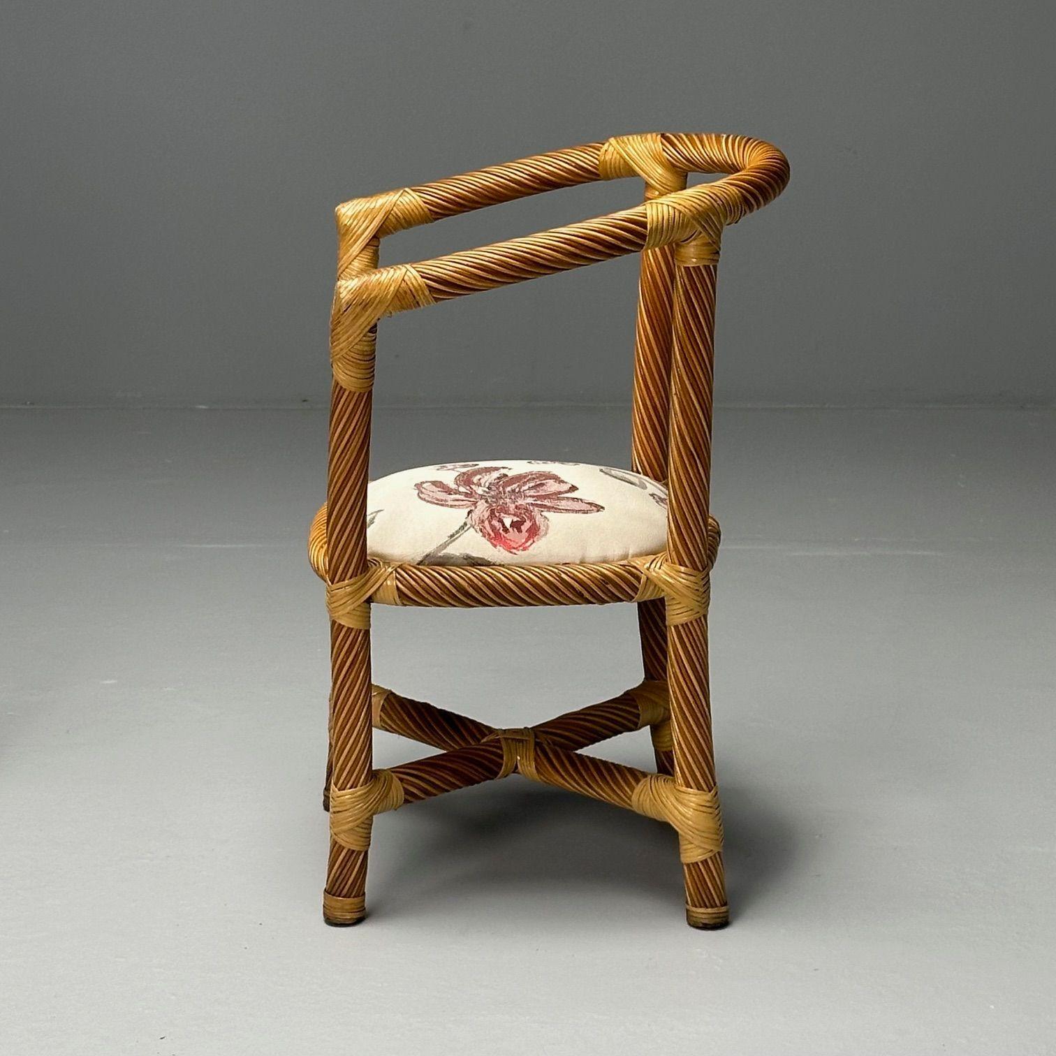 Italian Mid-Century Modern, Occasional Chairs, Wicker, Cane, Bamboo, 1980s For Sale 2