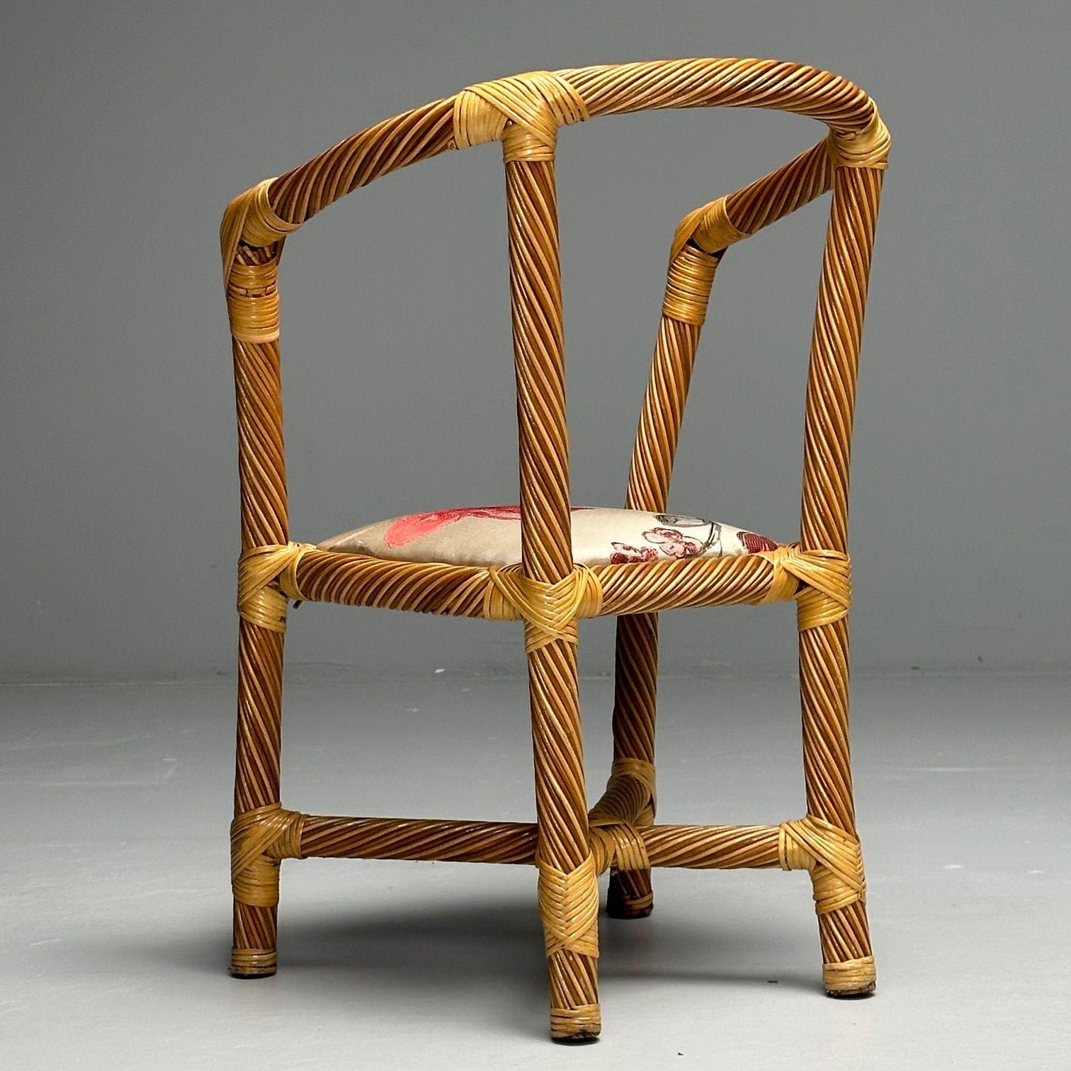 Italian Mid-Century Modern, Occasional Chairs, Wicker, Cane, Bamboo, 1980s For Sale 3