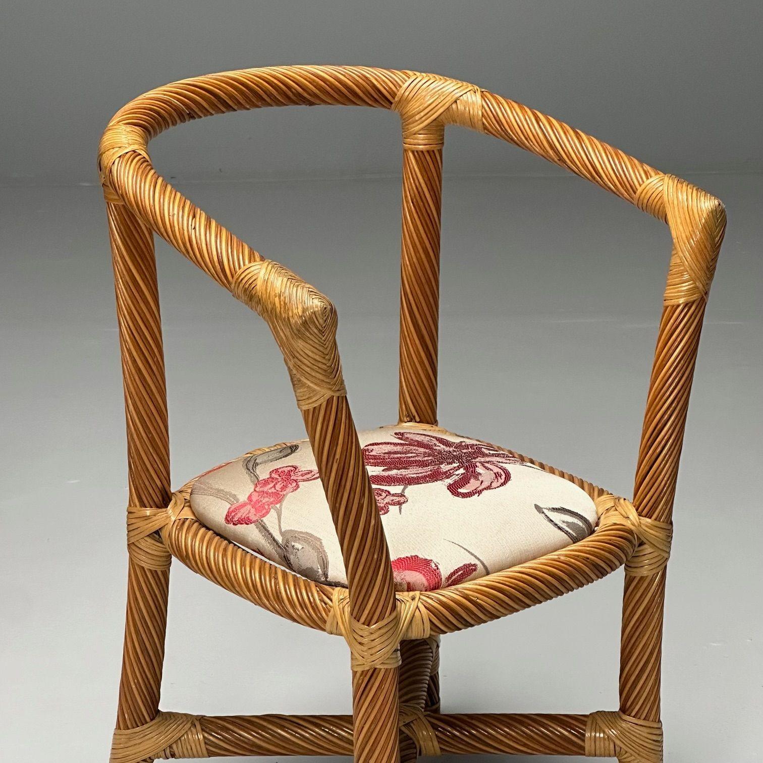 Italian Mid-Century Modern, Occasional Chairs, Wicker, Cane, Bamboo, 1980s For Sale 5