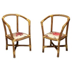 Italian Mid-Century Modern, Occasional Chairs, Wicker, Cane, Bamboo, 1980s