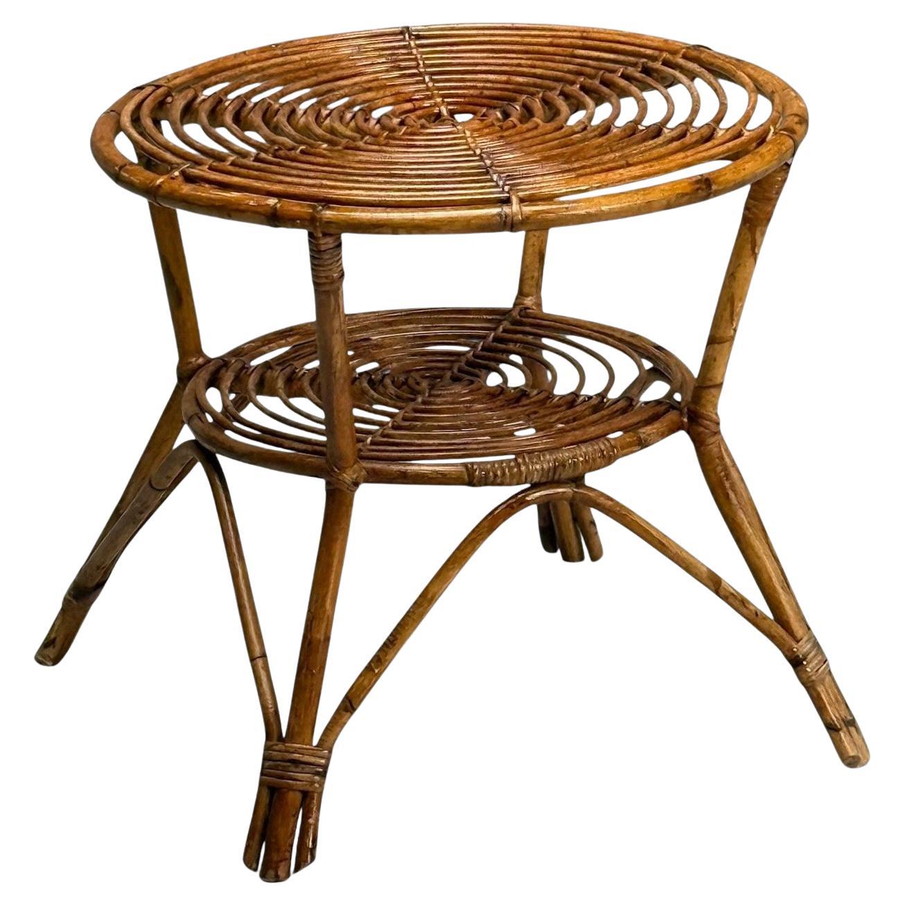 Tavolo Occasionale Italiano Mid-Century Modern, Rattan, Bambù, Italia, anni '60 in vendita