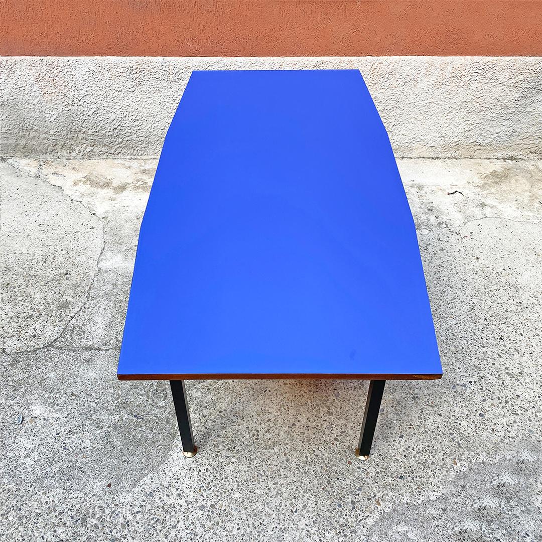 Mid-20th Century Italian Mid-Century Modern Octagonal Blue Formica Dining Table, 1960s