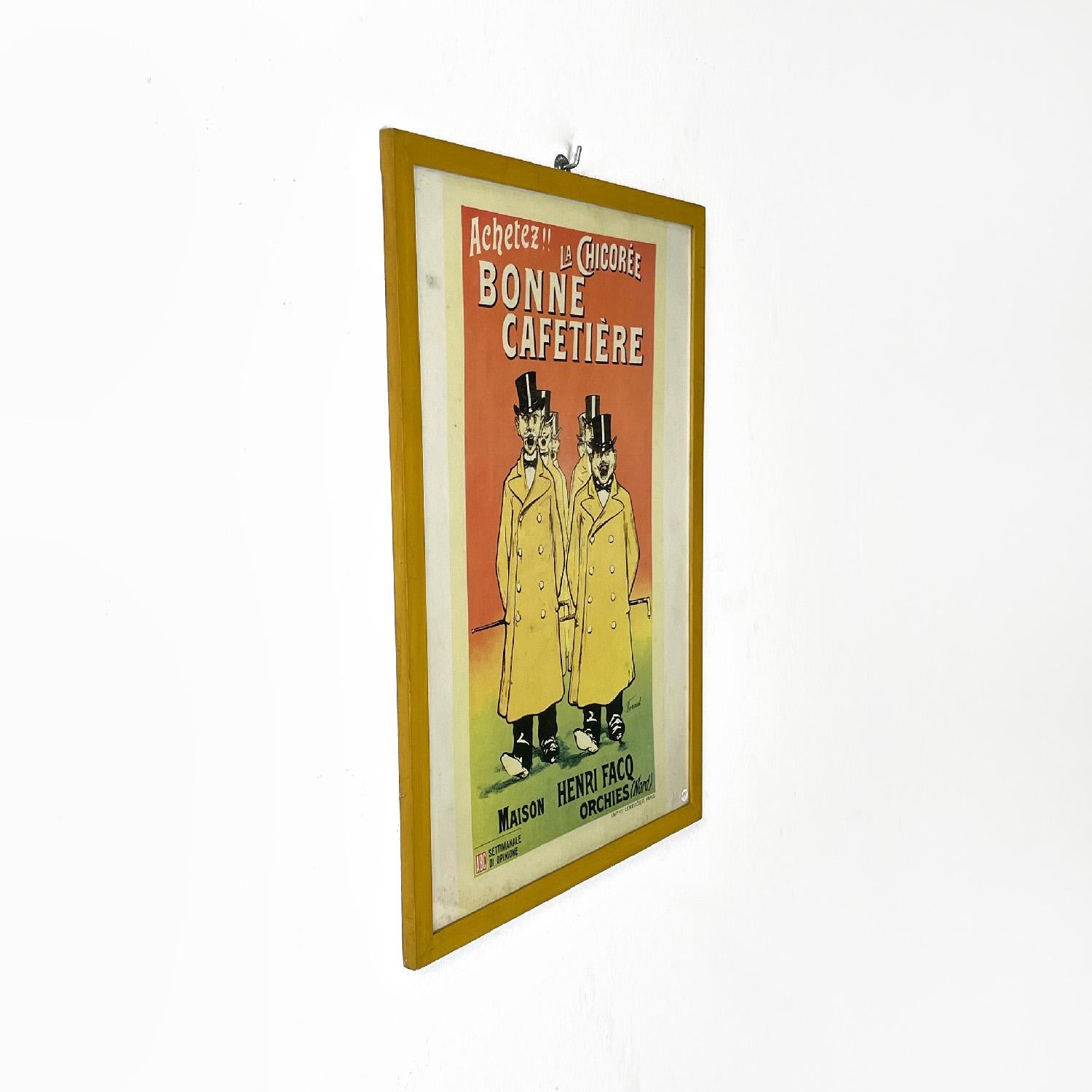 Glass Italian mid-century modern offset print of a flyer by Fernand Fernel, 1960s For Sale