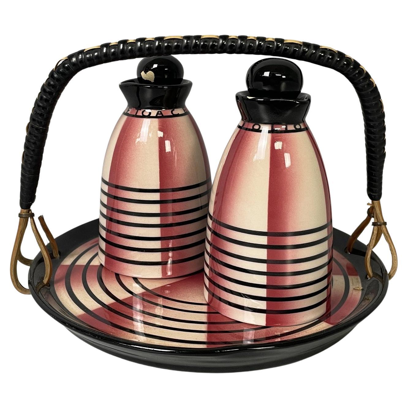 Servizio da olio e aceto italiano di metà secolo moderno di Rometti Umbertide, anni 
50