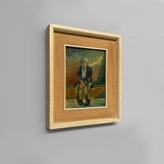 Italian mid-century modern oil painting Malinconia by Ernesto Tramezzani, 1971