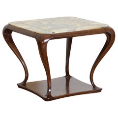 Vintage Italian Mid-Century Modern Onyx-Top Walnut Table, ca. 1950