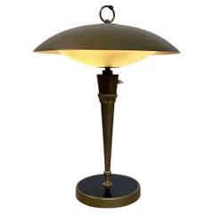 Antique Italian Mid-Century Modern Opaline Glass and Brass Table Lamp, 1960s