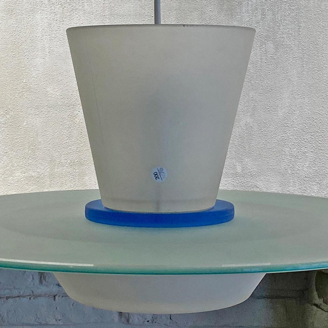 Italian Mid-Century Modern Opaline Glass Chandelier by Flos, 1980s 3