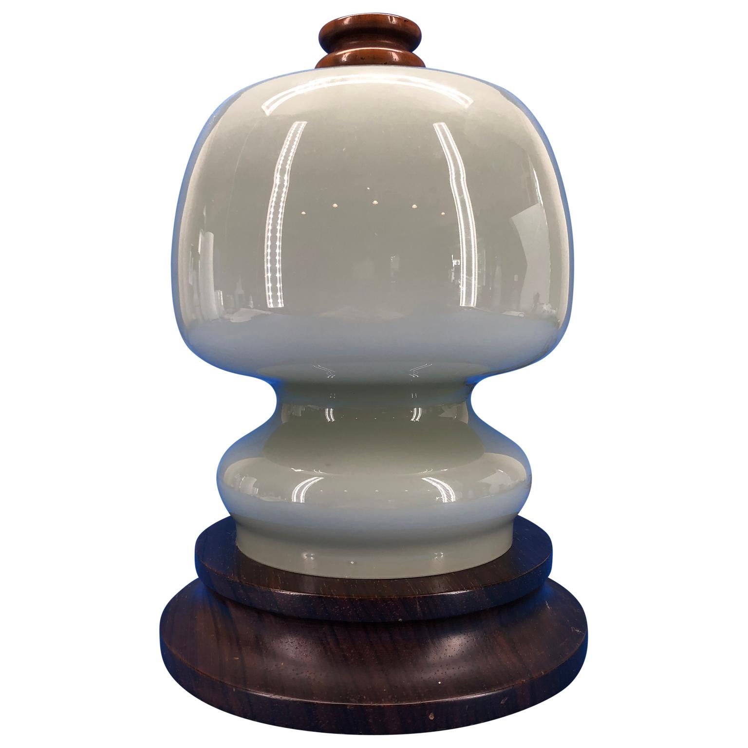 Opaline Glass Italian Mid-Century Modern Opaline Shade Night Table Lamp