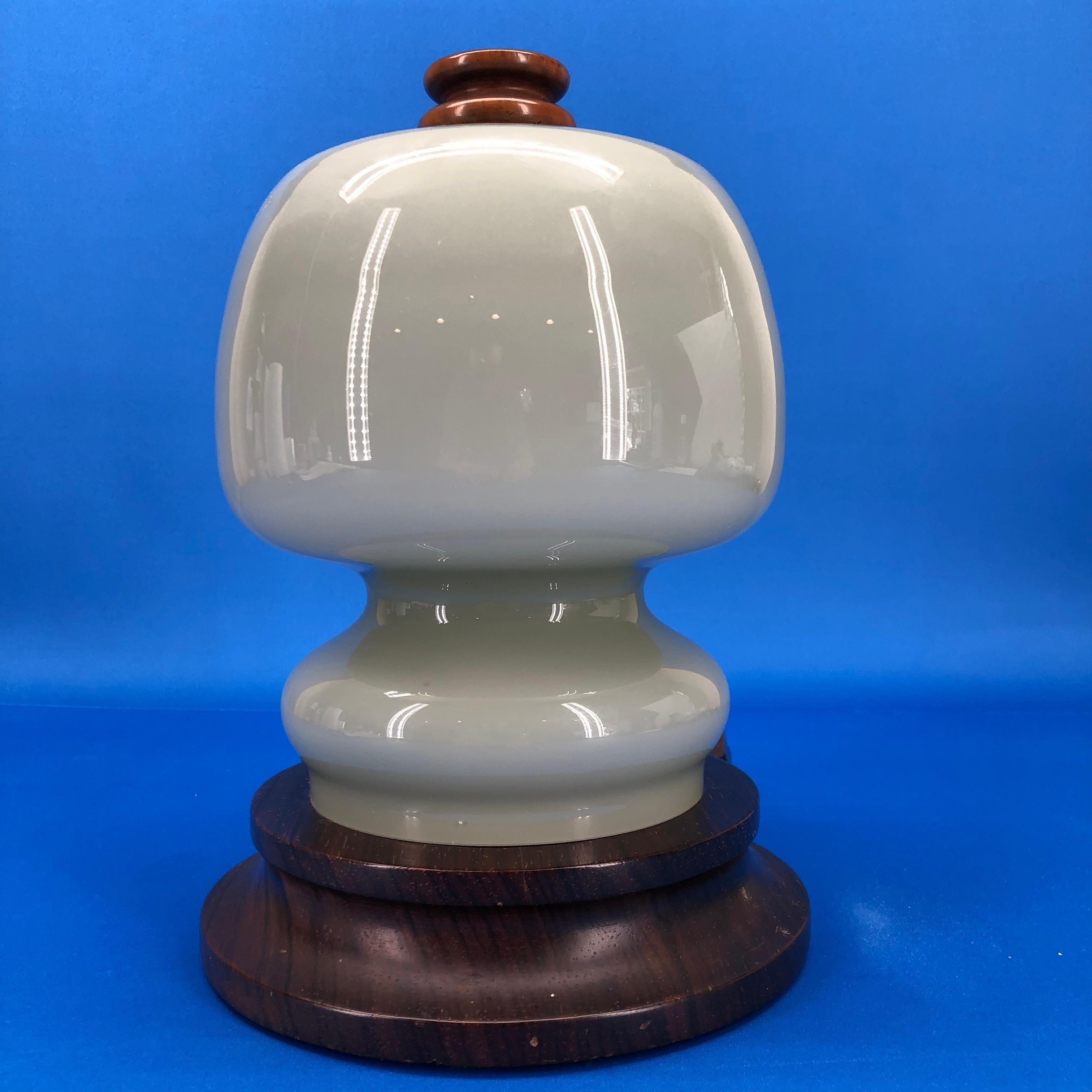 Italian Mid-Century Modern Opaline Shade Night Table Lamp 2