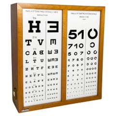 Italian mid-century modern optometric board in wood and white plastic, 1960s