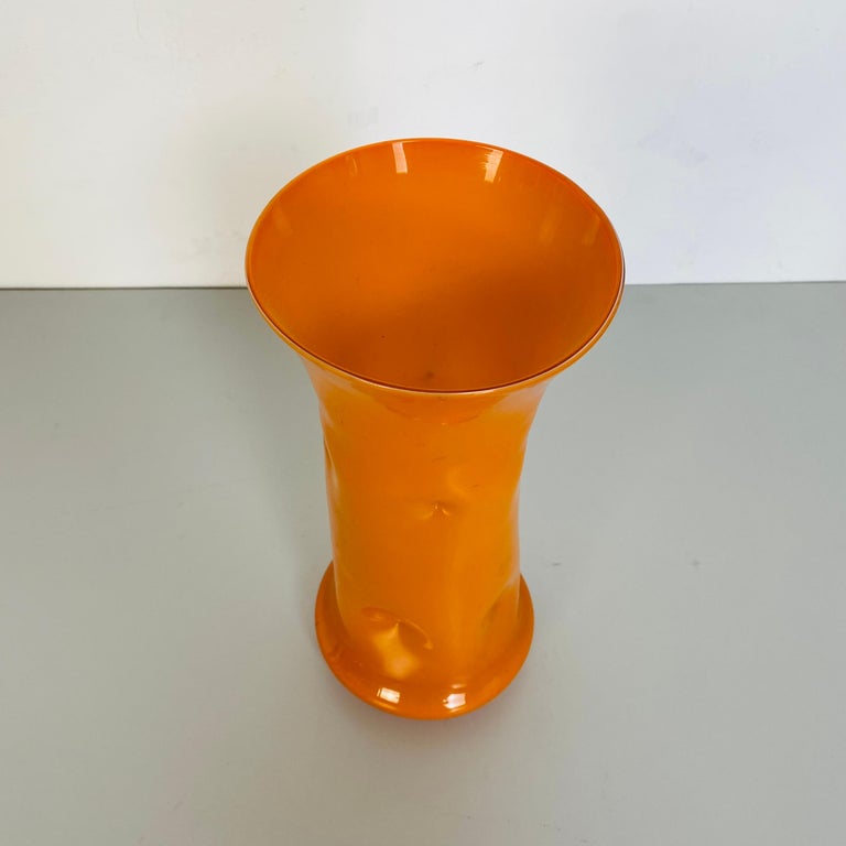 Italian Mid-Century Modern Orange Glass Vase, 1970s For Sale at 1stDibs