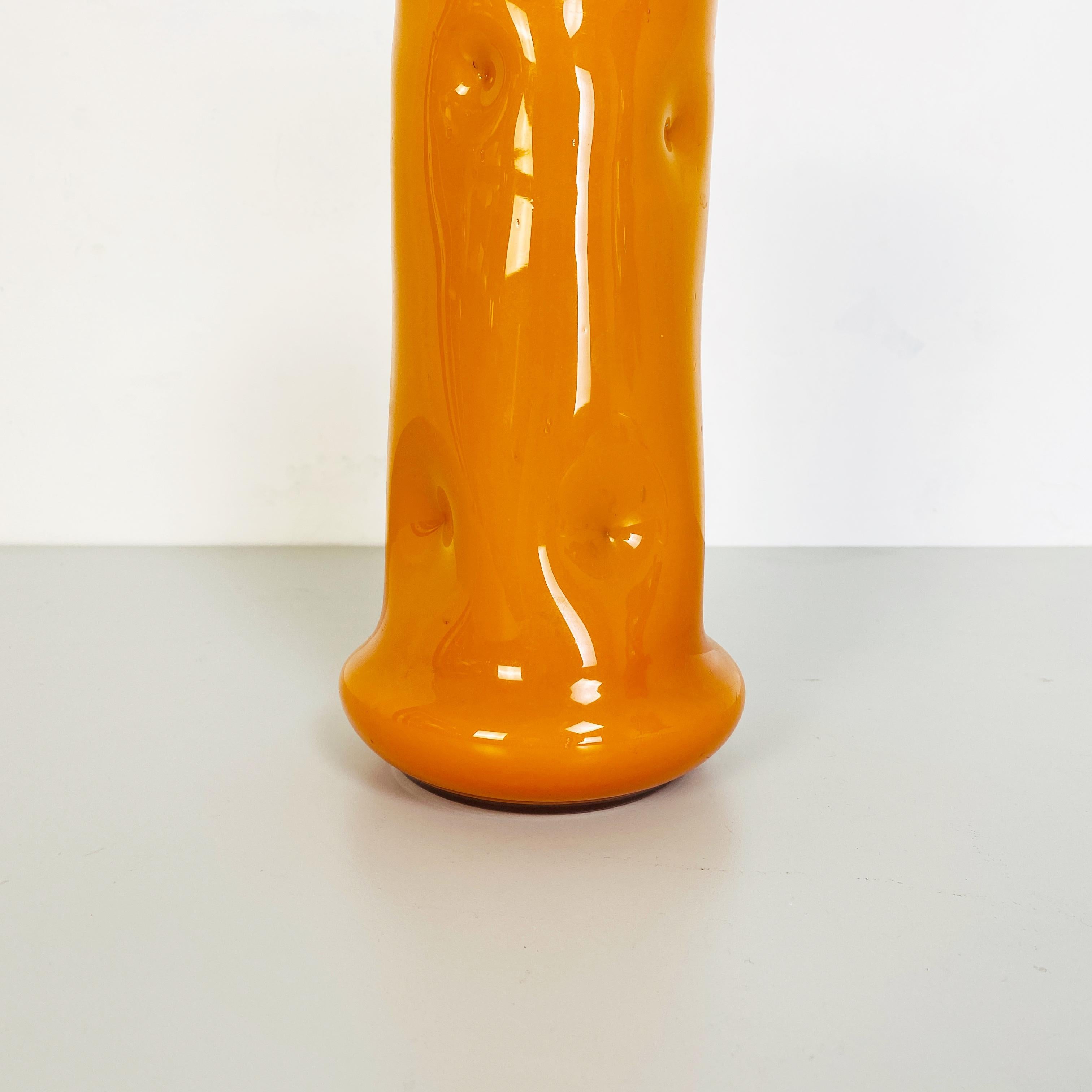 Italian Mid-Century Modern Orange Glass Vase, 1970s 2