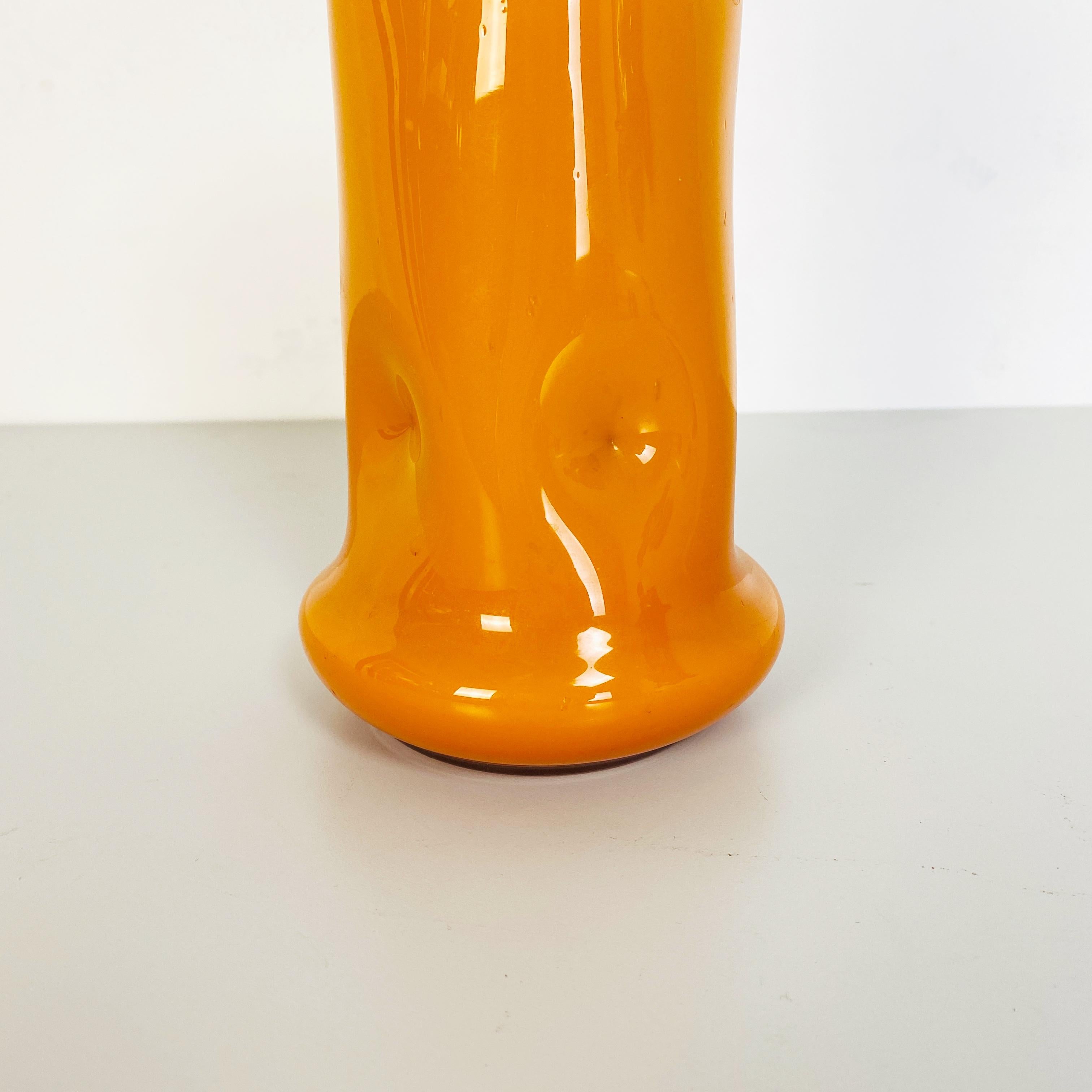 Italian Mid-Century Modern Orange Glass Vase, 1970s 3