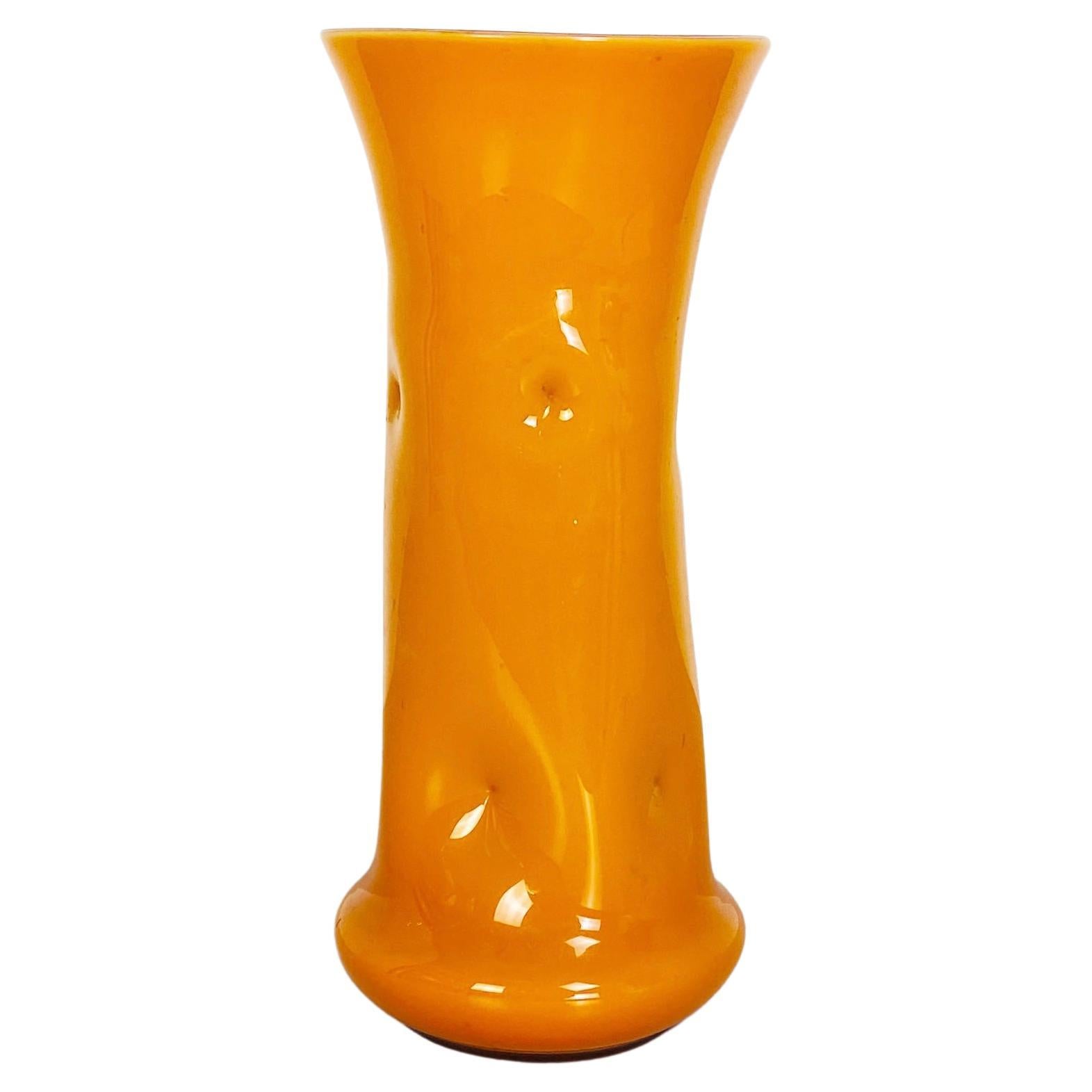 Italian Mid-Century Modern Orange Glass Vase, 1970s