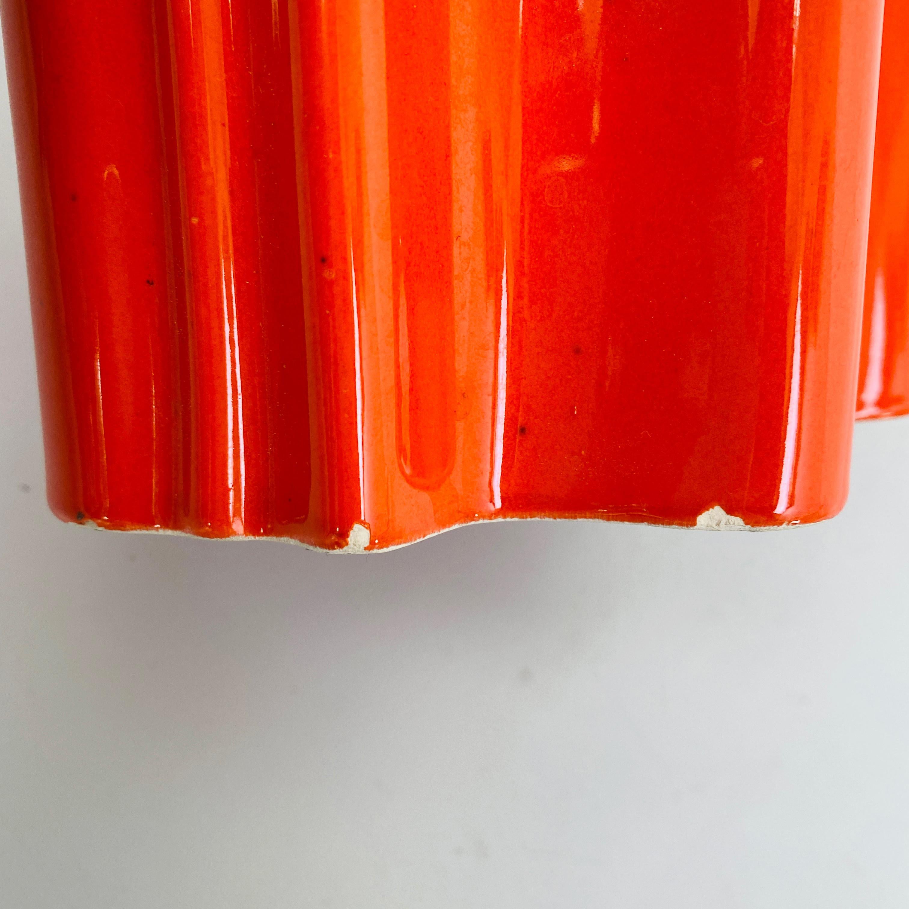 Italian Mid-Century Modern Orange Irregular Ceramic Vase, 1960s 6