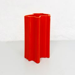 Italian Mid-Century Modern Orange Irregular Ceramic Vase, 1960s
