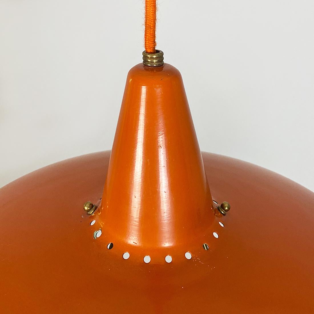 Italian Mid-Century Modern Orange Metal Chandelier with Sliding Support, 1960s 2