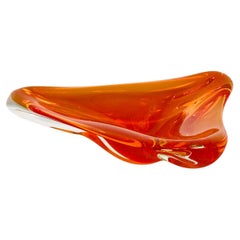 Italian Mid-Century Modern Orange Murano Glass Ashtray, 1970s
