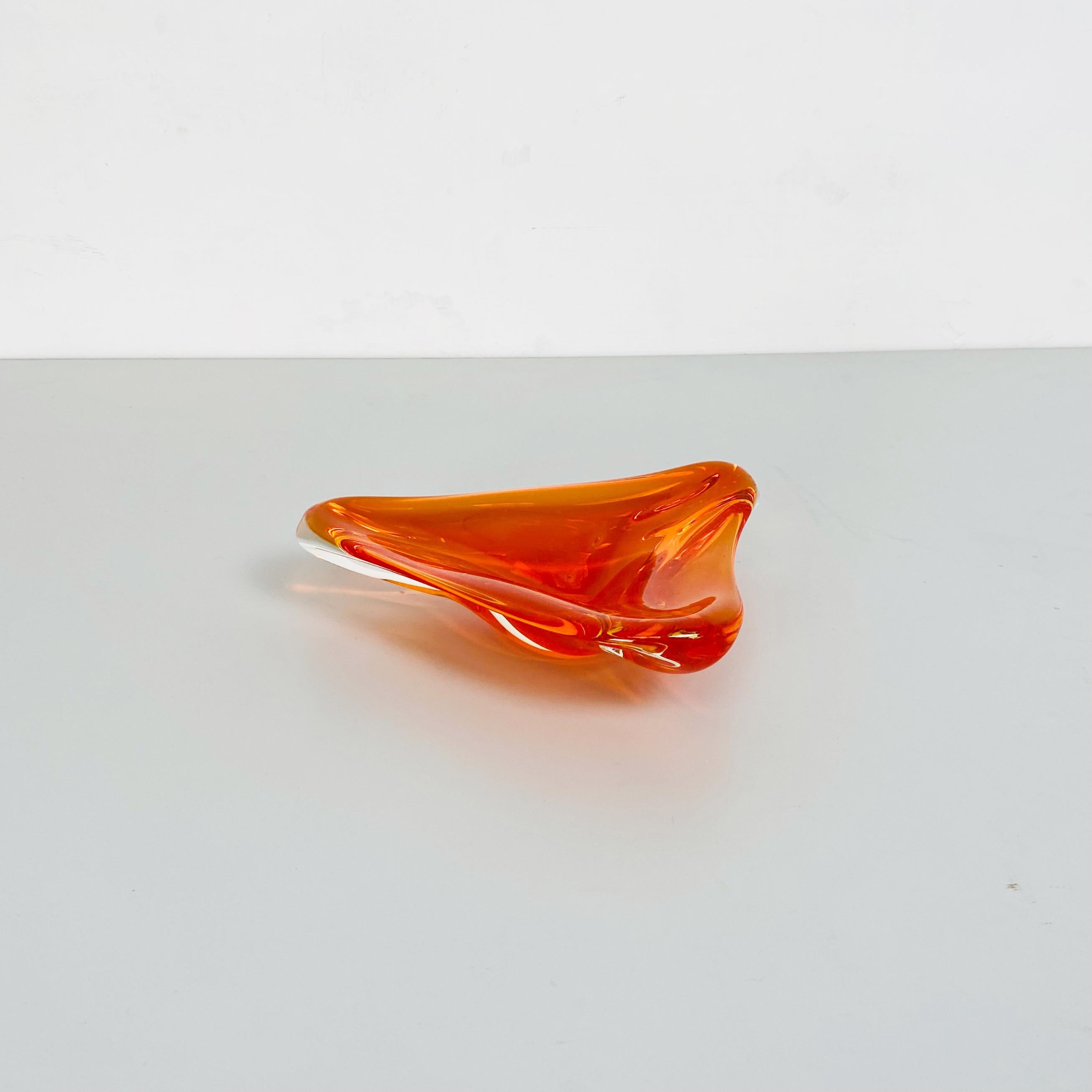 Late 20th Century Italian Mid-Century Modern Orange Murano Glass Ashtray, 1970s