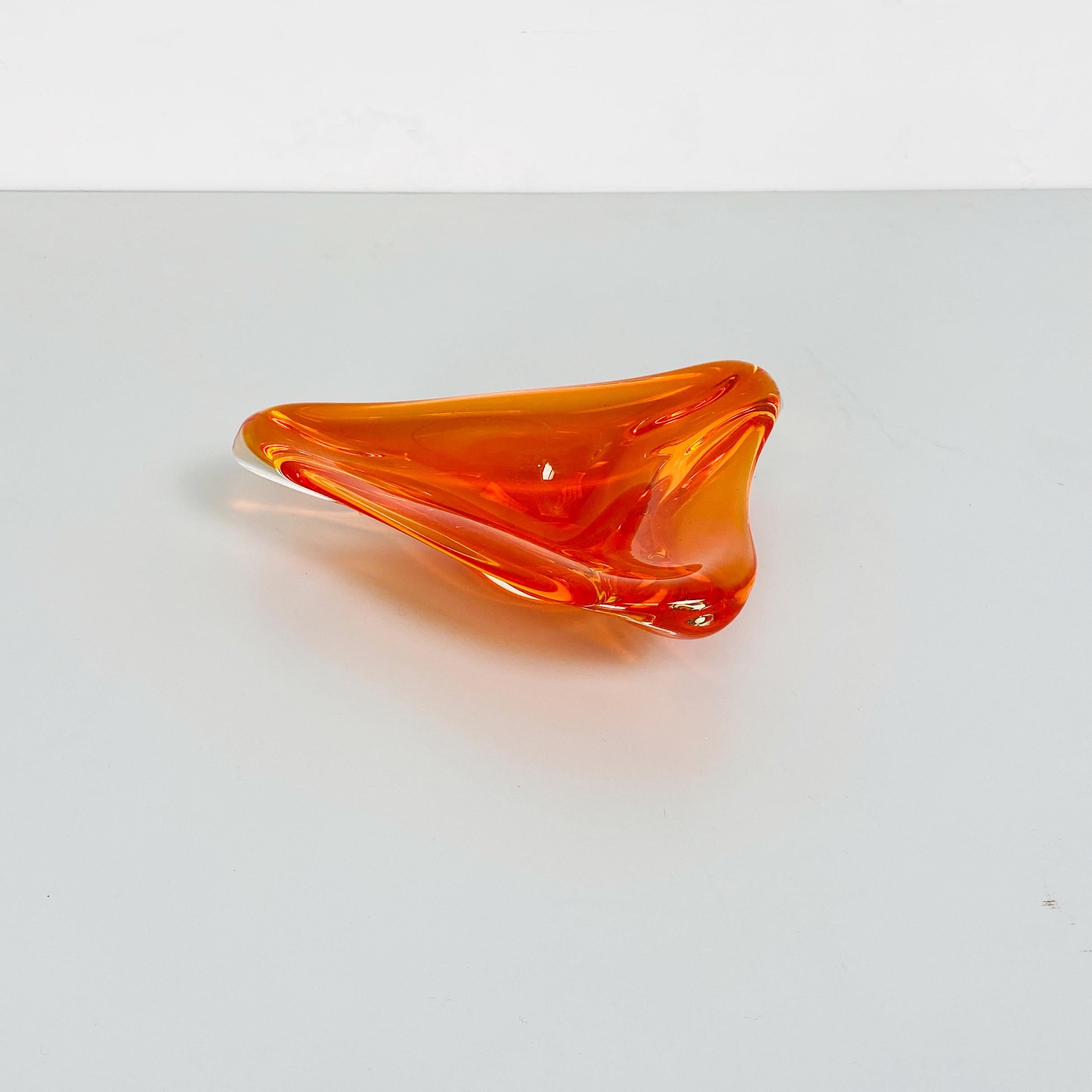 Italian Mid-Century Modern Orange Murano Glass Ashtray, 1970s 1