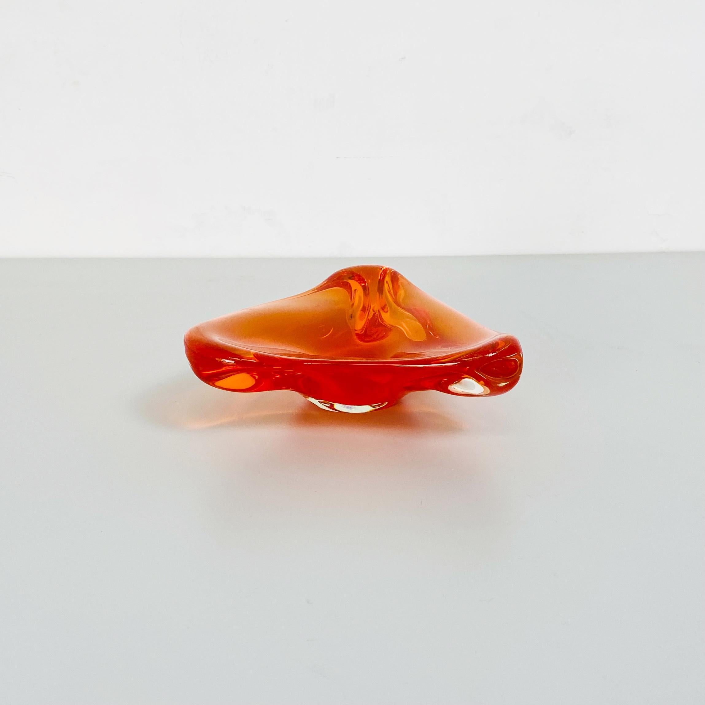 Italian Mid-Century Modern Orange Murano Glass Ashtray, 1970s 3