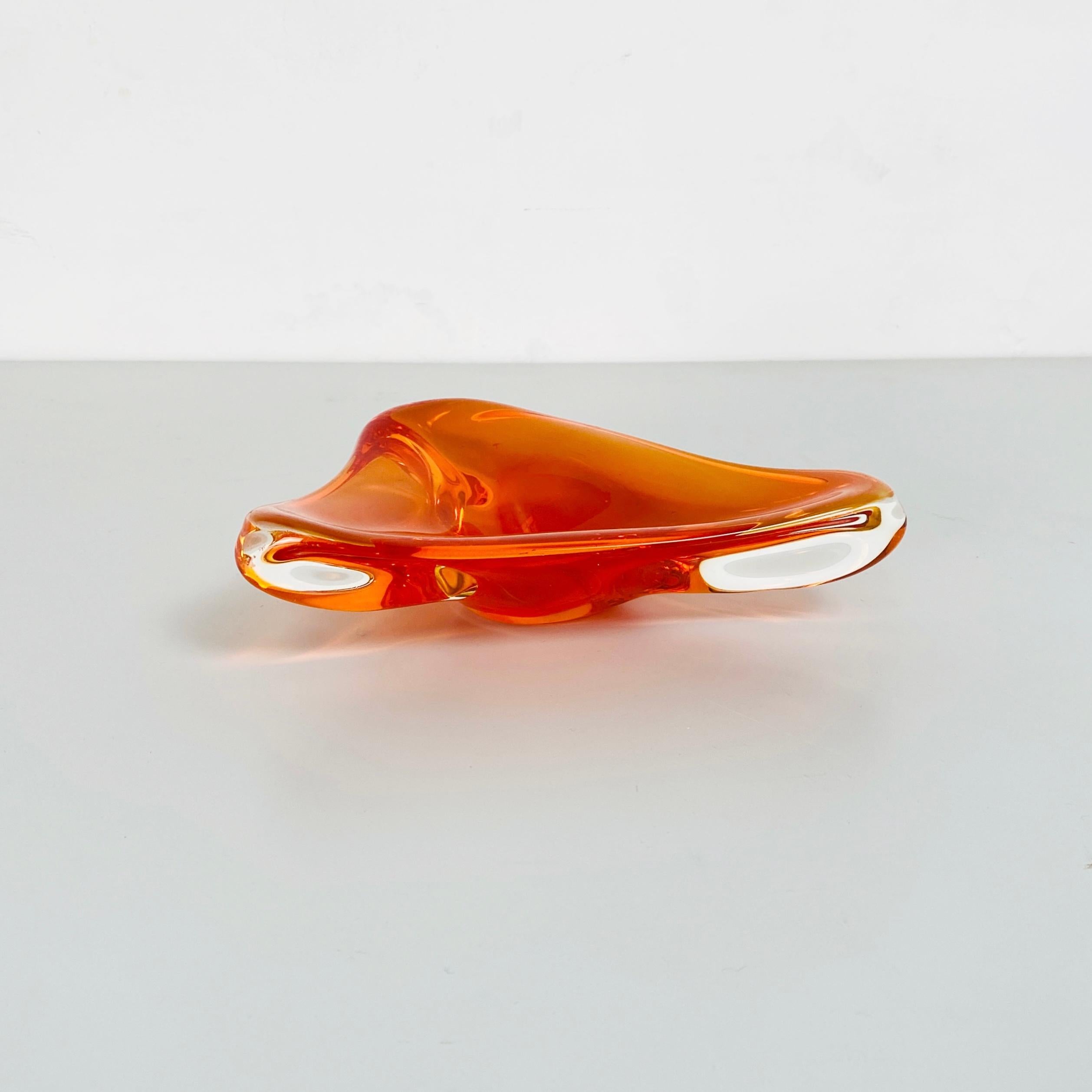 Italian Mid-Century Modern Orange Murano Glass Ashtray, 1970s 4