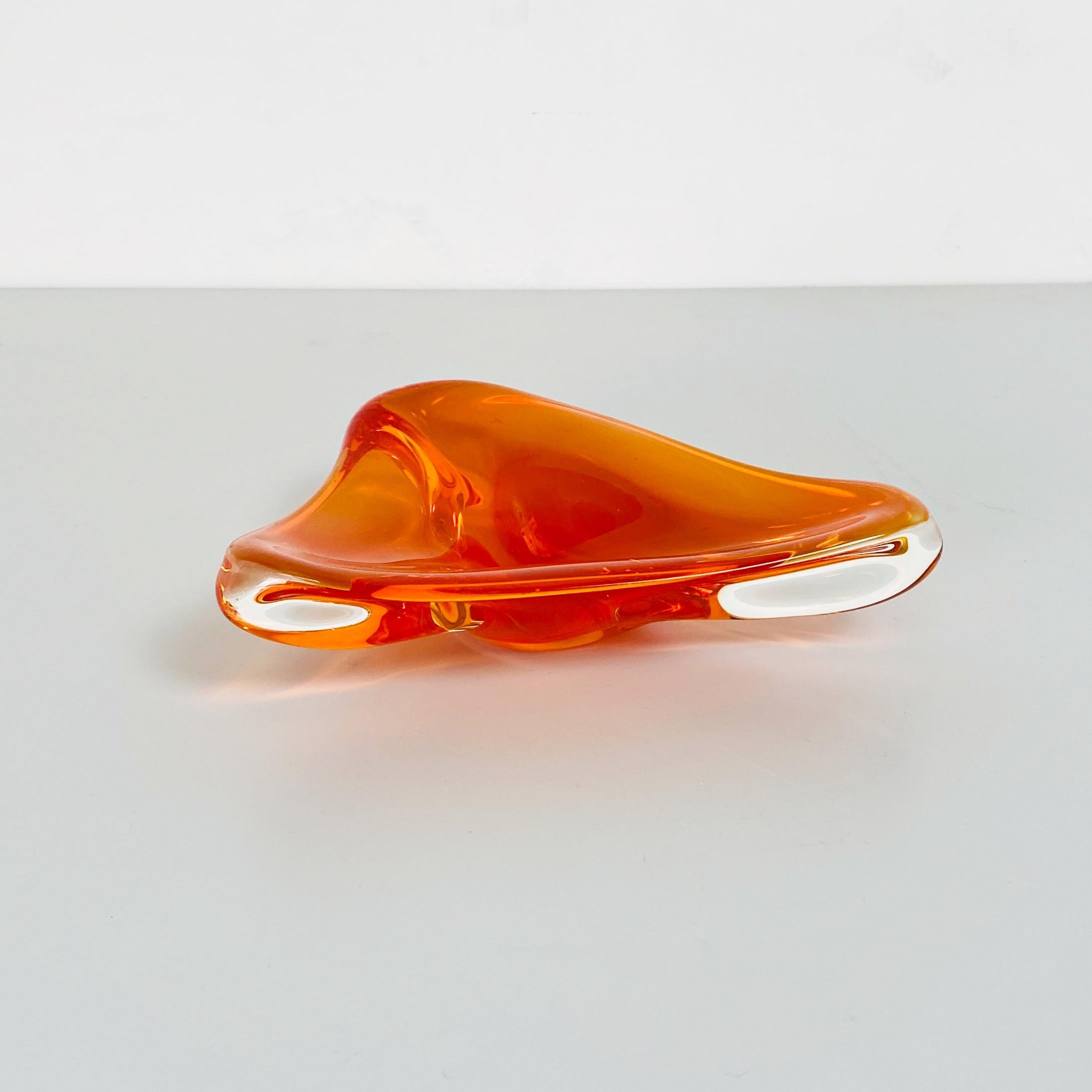 Italian Mid-Century Modern Orange Murano Glass Ashtray, 1970s 5