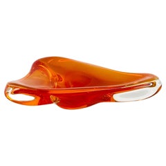 Italian Mid-Century Modern Orange Murano Glass Ashtray, 1970s