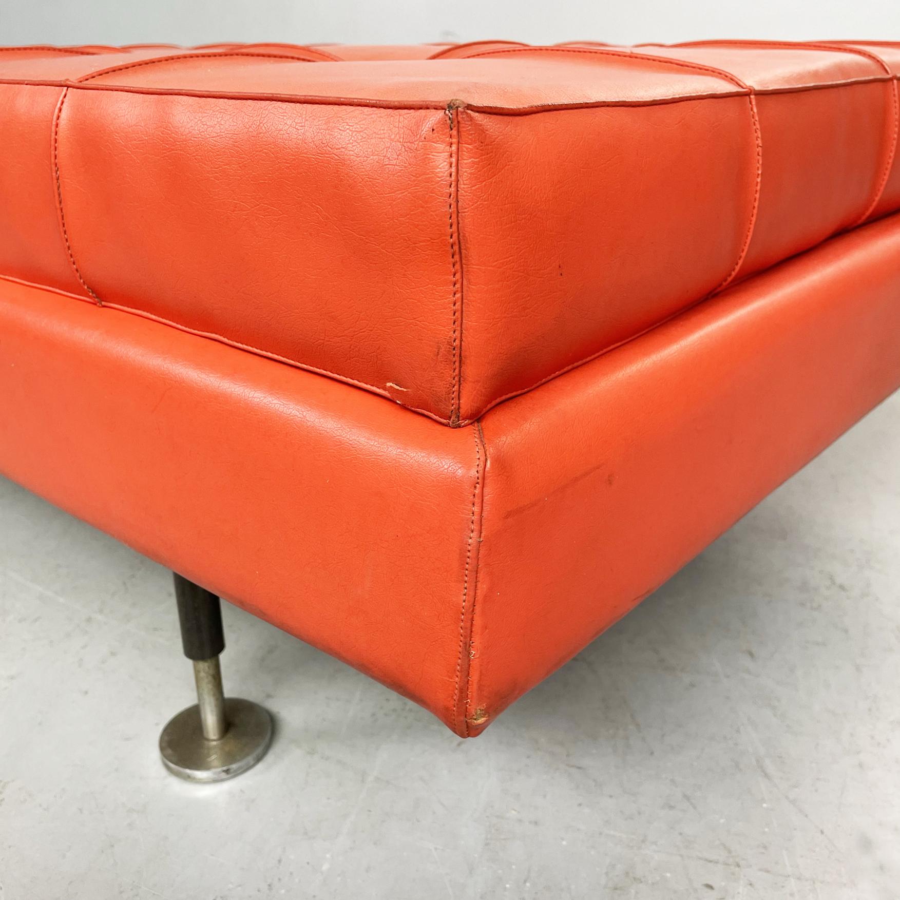 Italian Mid-Century Modern Orange Red Leather Daybed, 1970s 6