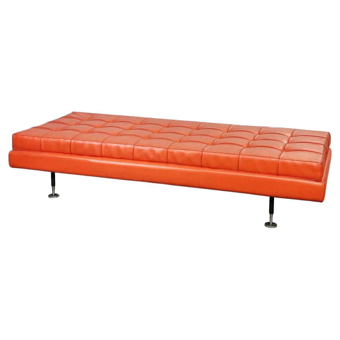 Italian Mid-Century Modern Orange Red Leather Daybed, 1970s