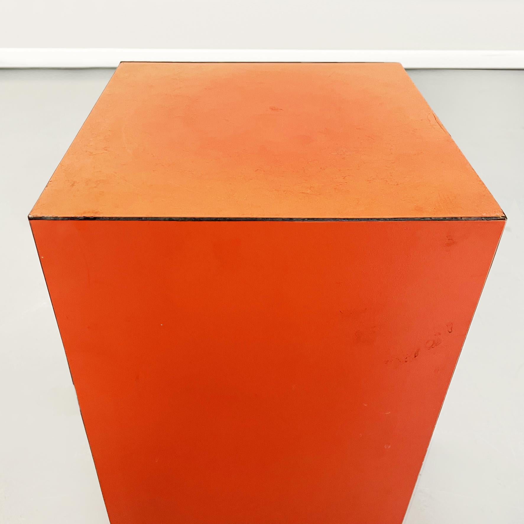 Italian Mid-Century Modern Orange Wood Parallelepiped Pedestal, 1970s 2