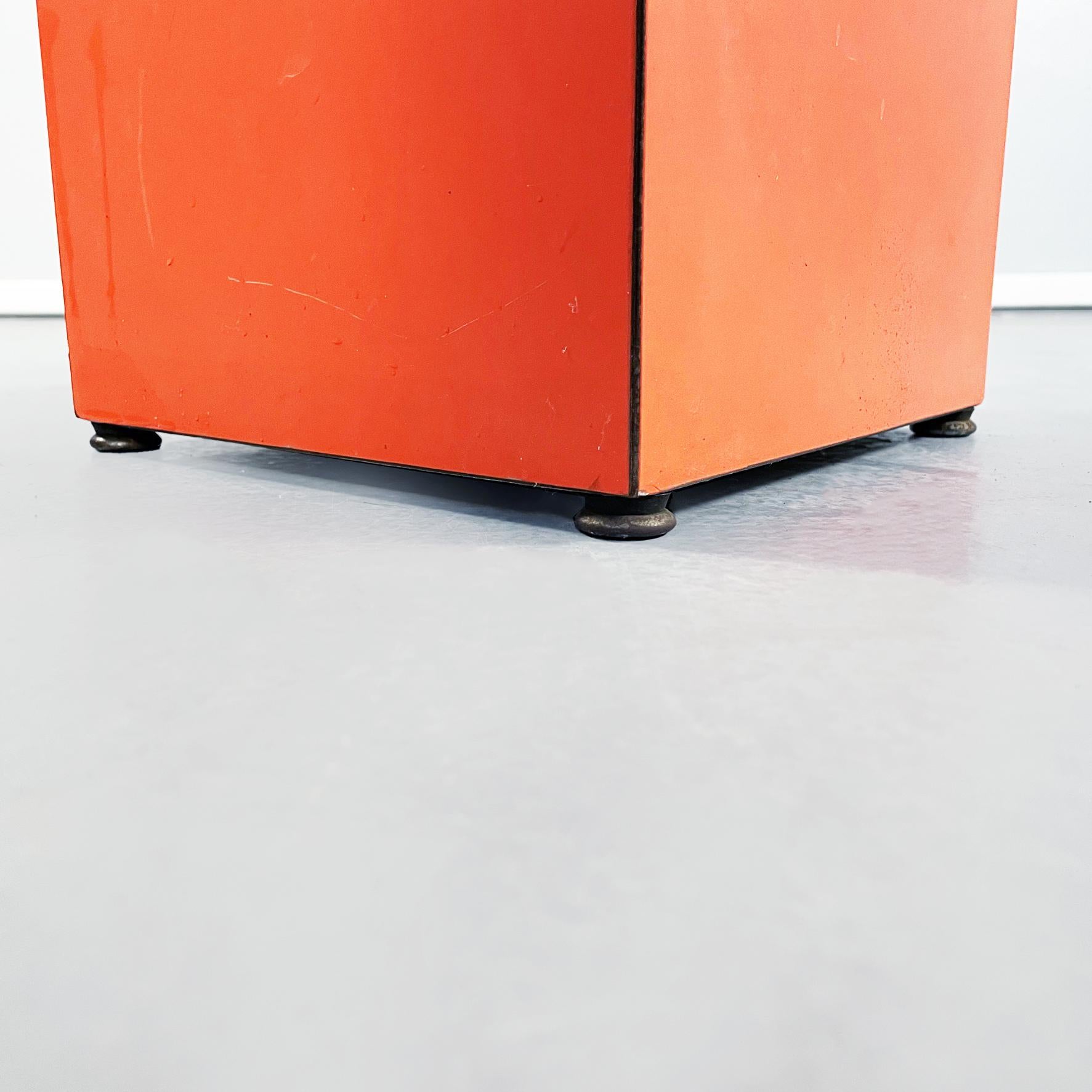 Italian Mid-Century Modern Orange Wood Parallelepiped Pedestal, 1970s 5