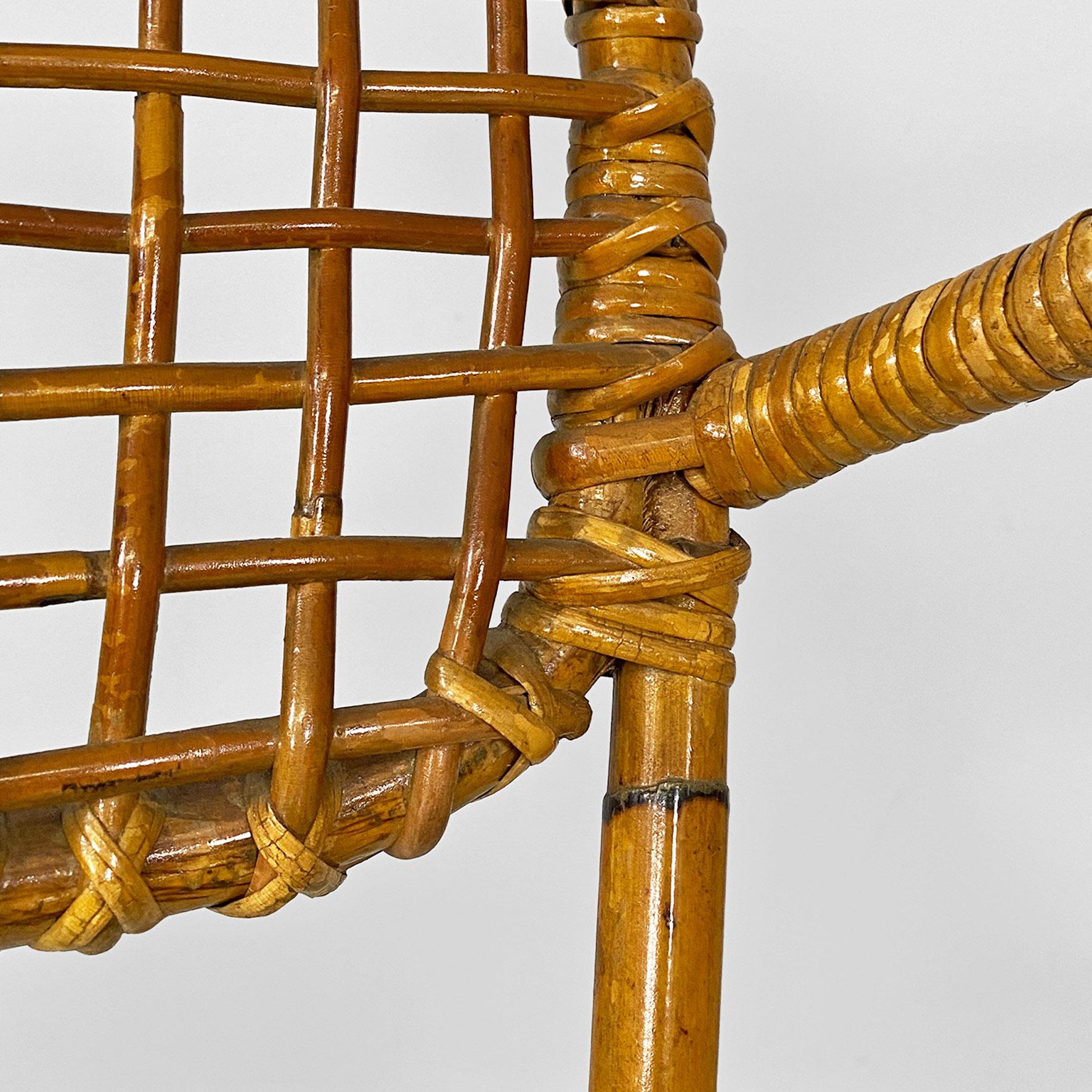 Italian mid-century modern outdoor rattan chairs with armrests, 1960s For Sale 4