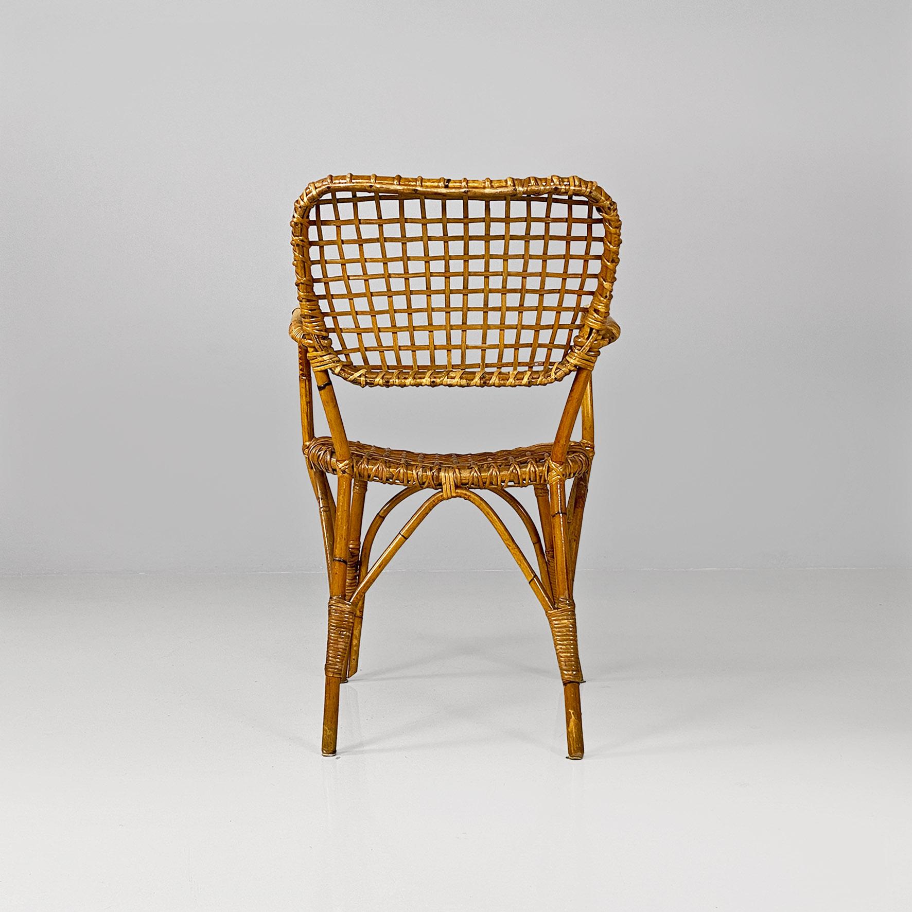 Italian mid-century modern outdoor rattan chairs with armrests, 1960s For Sale 2