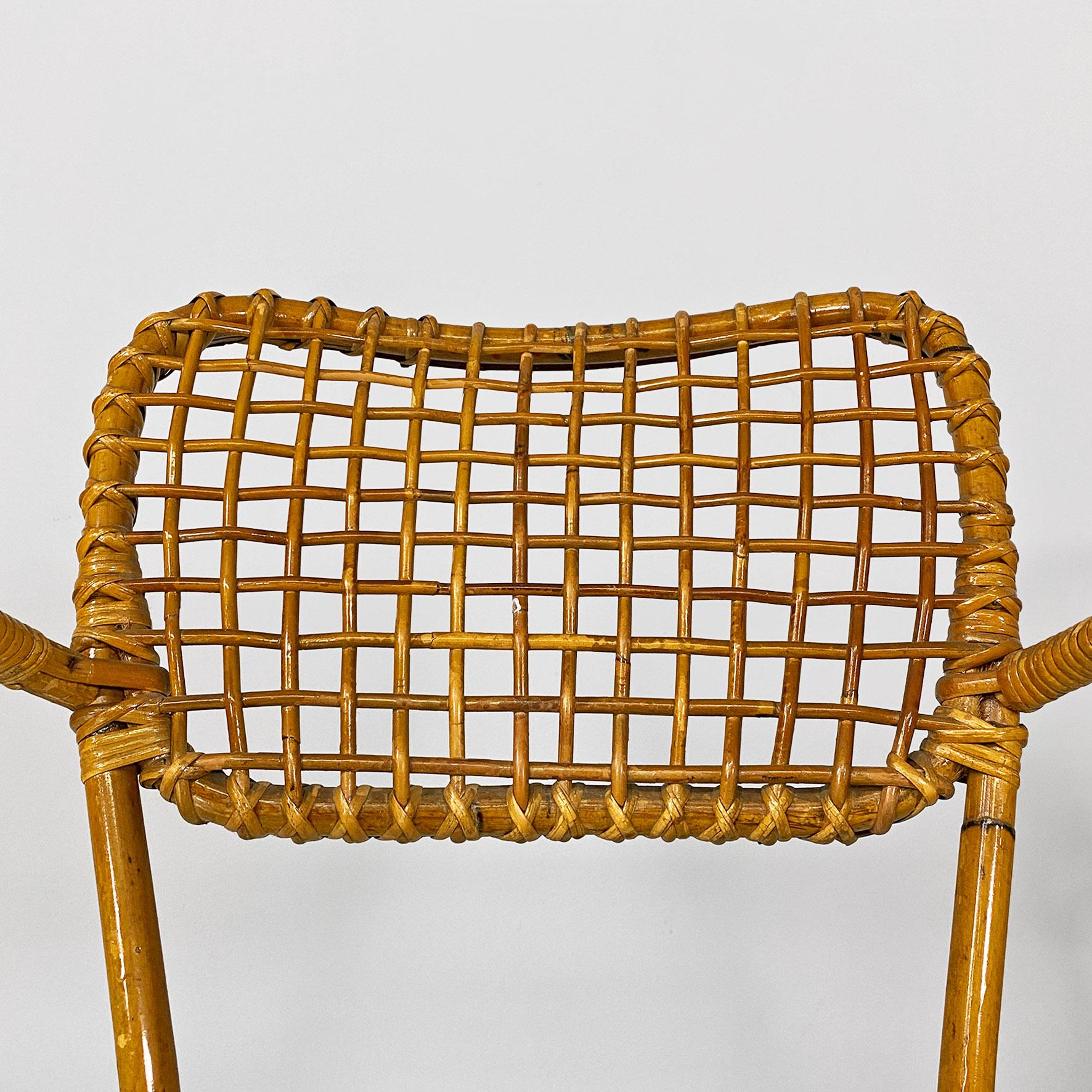 Italian mid-century modern outdoor rattan chairs with armrests, 1960s For Sale 3