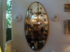 Italian Mid-Century Modern Oval Brass Mirror Inspired by Gio Ponti